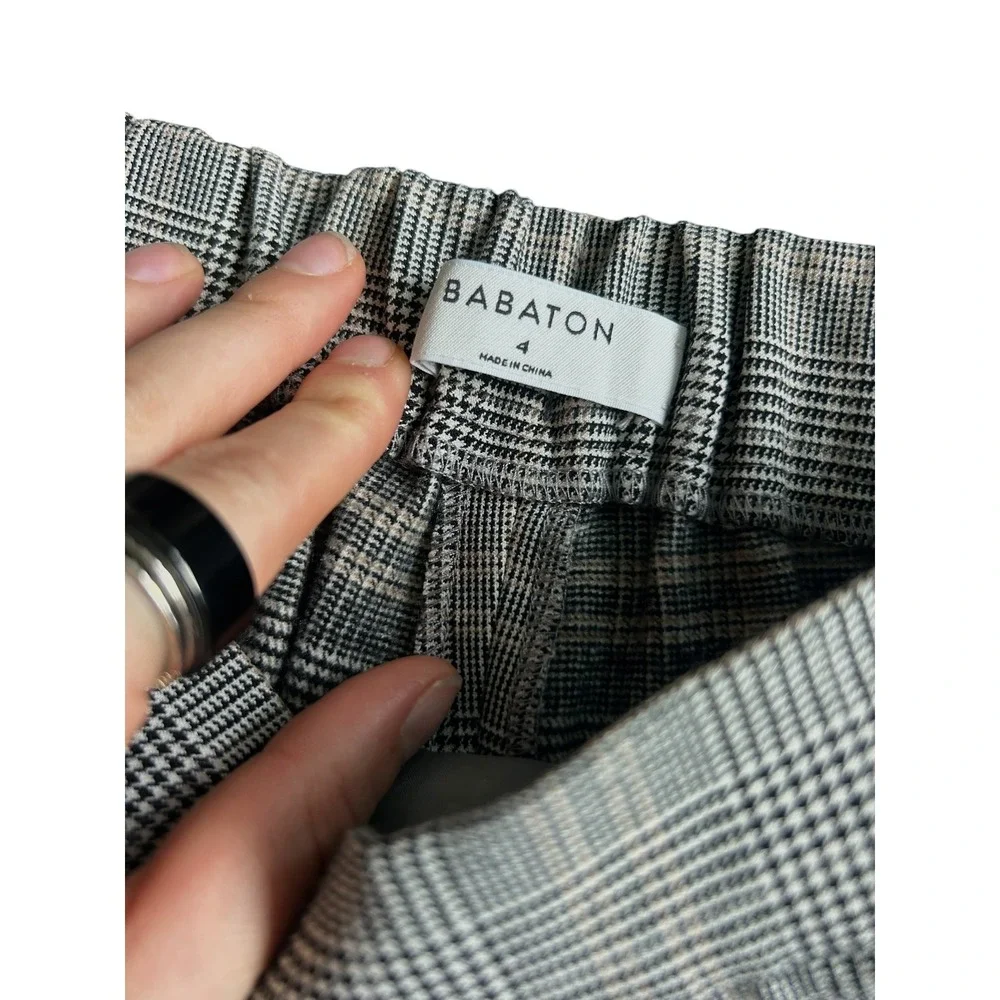 Babaton Atelier Grey Glen Plaid High Waisted Tapered Pants GYD1-6508-49 Size 4
